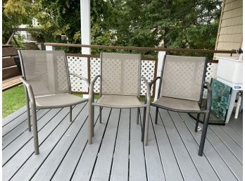 D/ 3 Sling Fabric Powder Coat Aluminum Deck Patio Pool Arm Dining Chairs