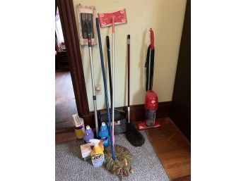 UH/ Upstairs Cleaning Supply Bundle - Cleaners, Mops, Red Dirt Devil Upright Vacuum & More