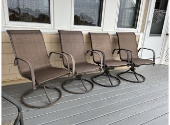 D/ 4 Sling Fabric Powder Coat Aluminum Deck Patio Pool Swivel Arm Dining Chairs