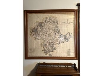 DR/ Very Large Framed 'The County Of Essex MA' Map Issued 1942 Revised 1982