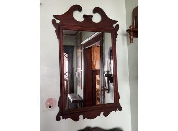 F/ Vintage Chippendale Style Wood Frame Wall Mirror
