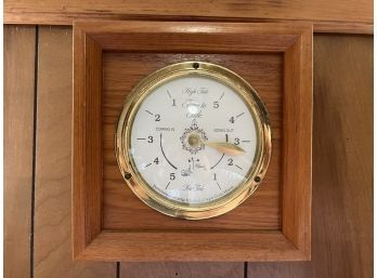 S/ Downeaster Mfg Co Cape Cod Classic Tide Clock, Round Brass, Wood Frame