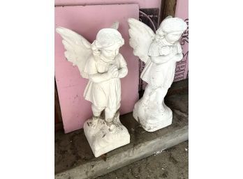 C/ 2  Outdoor Garden Yard White Angel Statues