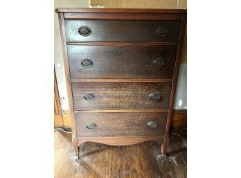 BRA/ Lovely Wood 4 Drawer Vintage Dresser Bureau Wheat Design Metal Drawer Pulls