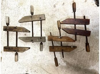 C/ 4 Vintage Wood Screw Clamps - Jorgensen & Others