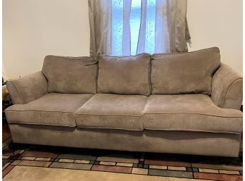 LR/ Light Brown Corduroy 3 - Seat Couch Sofa W/Decorative Toss Pillows