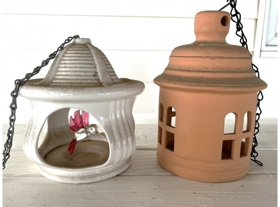 P/ 2 Pcs - Round Hanging Bird Feeder Or Candle Holders