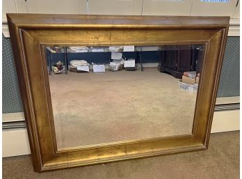DR/ Large Thick Gold Wood Frame Wall Mirror Beveled Glass