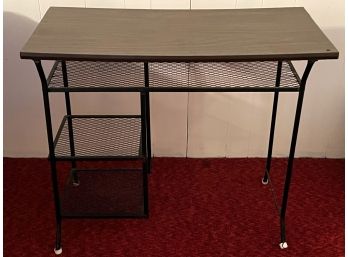 CL/ Black Metal Frame & Brown Laminate Top Computer Desk Side Table