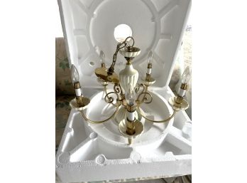 P/ Very Pretty Brass Look & Ivory 5 Light Ceiling Chandelier Light Fixture