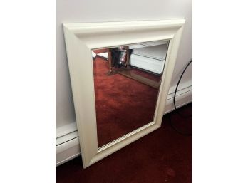 FR/ White Wood Framed Wall Mirror Beveled Glass By Columbia Frame Co