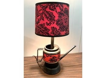 CL/ Cute Red & Black Patterned Table Lamp Shaped Like A Watering Can