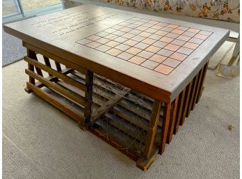 P/ Vintage Wood Lobster Trap Coffee Table W Chess Checkers & Cribbage Game Top