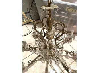 BR/ Beautiful Vintage Brass & Crystal Ornate Chandelier W 8 Candle Style Lights