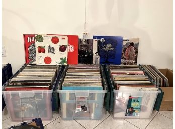 BR/ 3 Bins 1 Box Of Asstd 33rpm Vinyl Records - Woodstock, Berstein, Beatles, Classical, Big Band & More