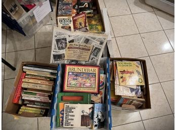 BR/ Wonderful 4 Boxes Of Asstd Books -  Science Fiction, Children's, Boston Red Sox History Newspapers & More