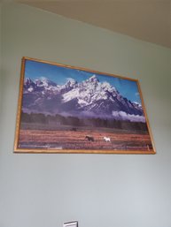 Mountain Scene Framed Art As Is 37'w X25'h
