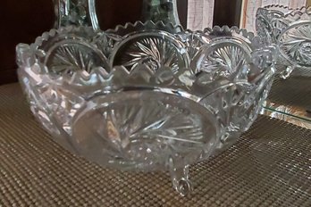 Glass Cut Footed Bowl 8' Round