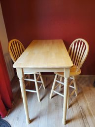Oak Pub Table With Two Chairs 36'h X 48'L X 23.5w