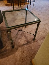 Iron Base Glass Top Side Table 20'sq X 20'h