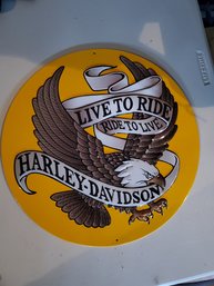 Harley Davidson Metal Sign Live To Ride Round 14'