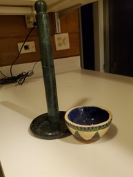 Marble Paper Towel Holder. Pottery Bowl