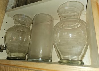 3 Vases 2 Round Fluted And 1 Cylinder