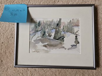 #78 Art - Watercolor Snow Mountain Trees - 10.25'W X 8'H