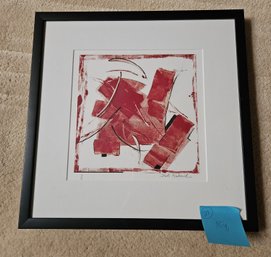 #64 Art Red Abstract - Framed - 18'sq