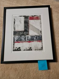 #63 Art Abstract Black Red White - Framed - 19'W X 22'H