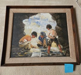 #60 Art - H. Drienezacski  - Boys In A Cave - Framed -27'W X 22.5'H