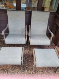 Outdoor  Chairs With Ottomans Set Of Two