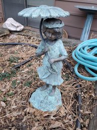 Outdoor Small Girl Umbrella Statue