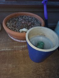 Set Of 2 Flower Pots Clay, Blue