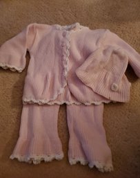 Baby Girl Pink Knitted Set  With Hat