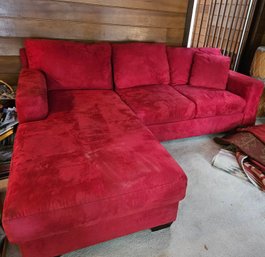 Red Microfiber L-shape Couch