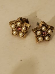 Vintage Star Beaded Gold Earrings