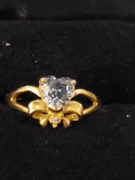 Ring 10k Gold Heart N Bow Design