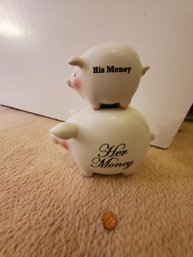 White Ceramic Double Piggy Bank