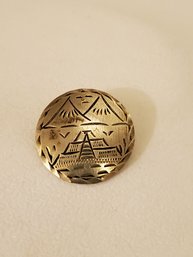 925 Round Aztec Design Pin