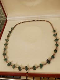 Vintage Green Stones Heishi Necklace