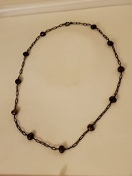 Necklace Brown Beads Link Chain