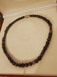 925 Beads And Purple Beads Necklace