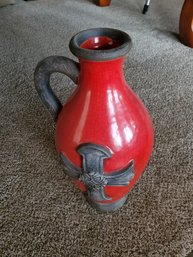 Red Grey Ceramic Vase