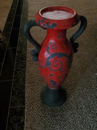 Red Grey Candle Pillar Holder