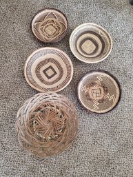 Set Of 5 Baskets - 4 Hand Weaved Bowls