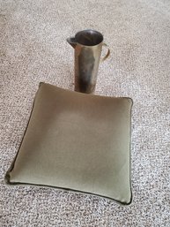 Pillow Olive Green And Silver Platted Pitcher