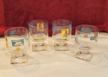 Vintage Bourbon Style Glasses With Stem Base Set Of 4