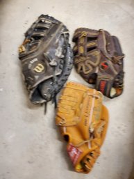 Base Ball Glove Set  Of 3