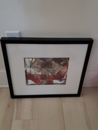 #89 Art Abstract Red, Brown Framed